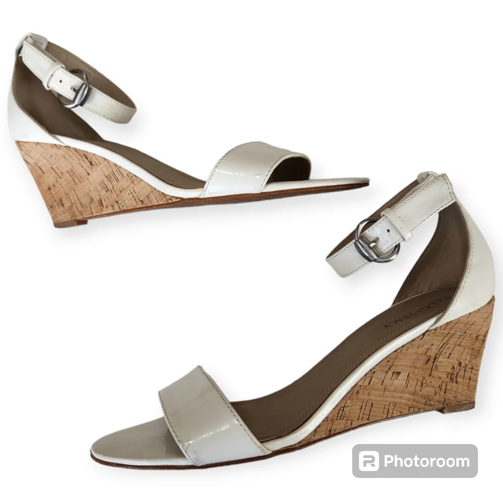Ellen Tracy Billy Wedge Cork Ankle Strap Sandals size 10